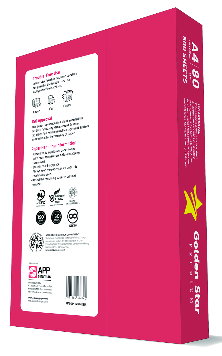 Papier ksero GOLDEN STAR Premium, A4, 80gsm, 500 arkuszy, klasa C Papier ksero GOLDEN STAR Premium, A4, 80gsm, 500 arkuszy, klasa C