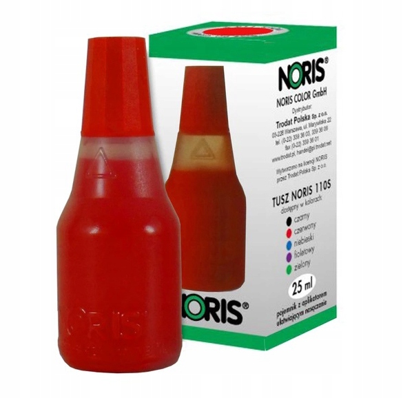 Tusz do pieczątek bezolejowy Noris 110s 25ml czerwony Tusz do pieczątek bezolejowy Noris 110s 25ml czerwony