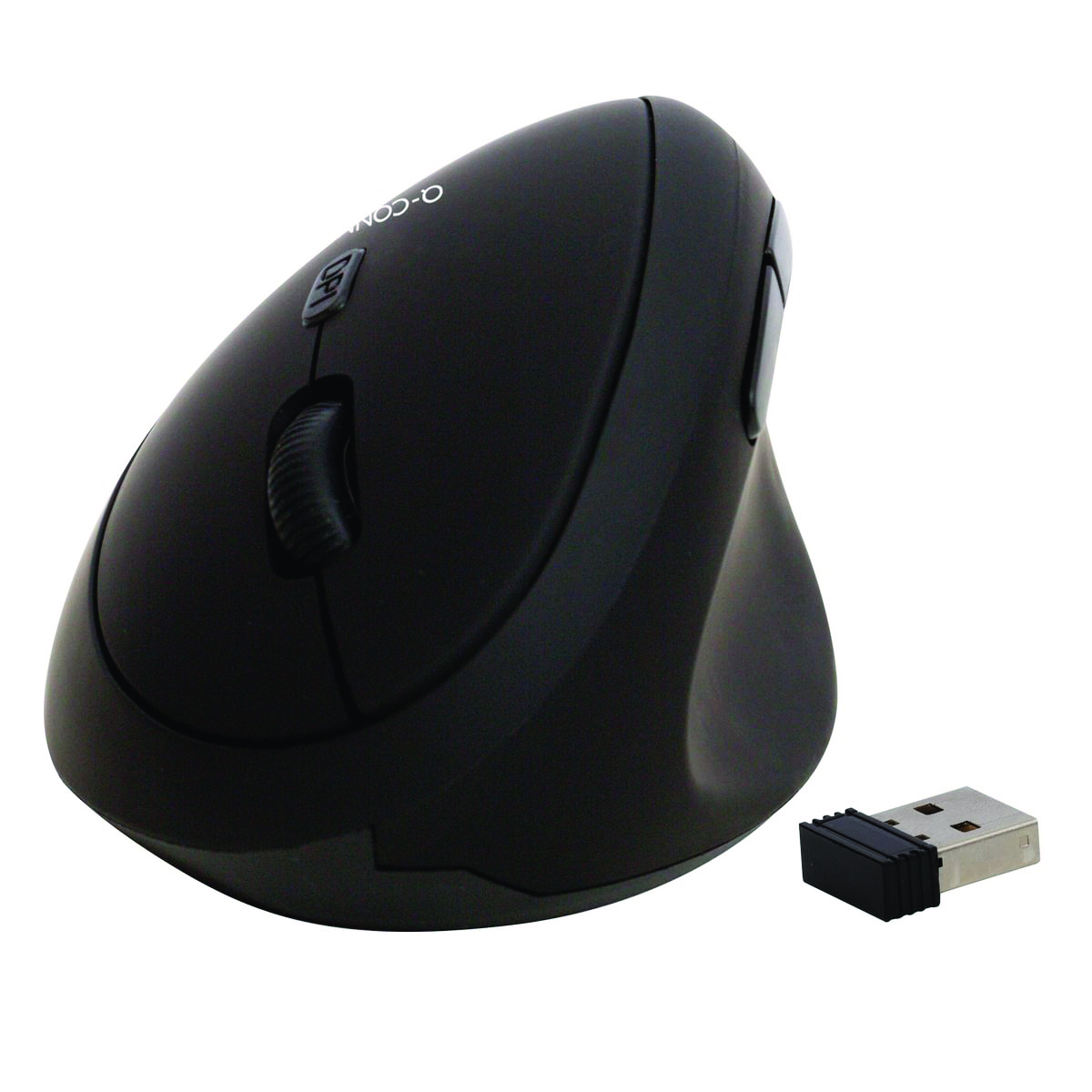 Myszka ergonomiczna bezprzewodowa pionowa Q-CONNECT, 6-przyciskowa, na baterie, dla praworęcznych, czarna