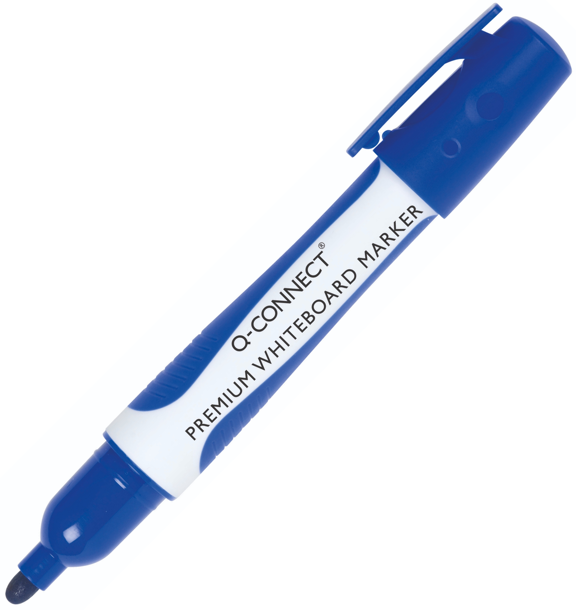 Marker do tablic Q-Connect premium, gum. rękojeść, okrągły, 2-3mm (linia), niebieski