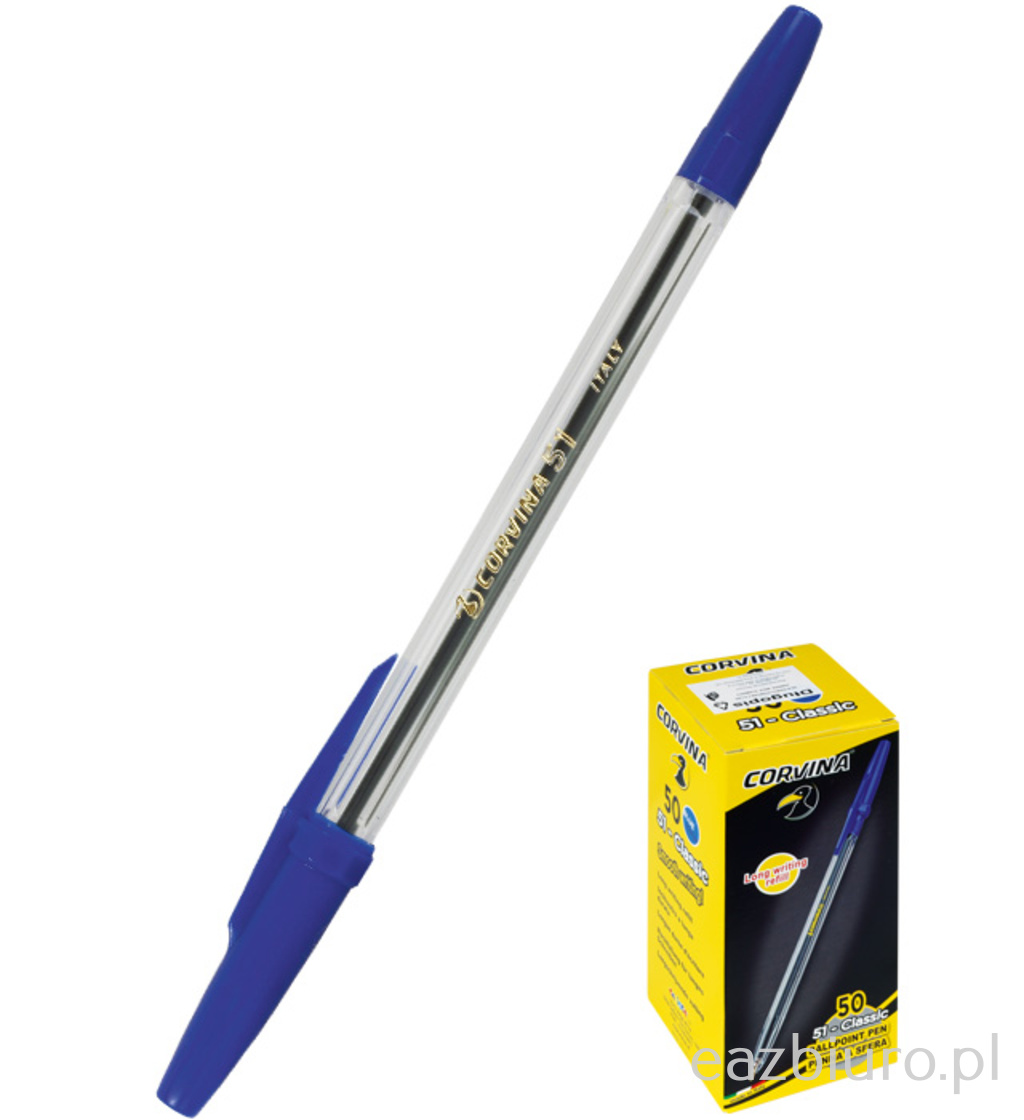 Długopis corvina niebieski do biura | eazbiuro.pl | Kup online!