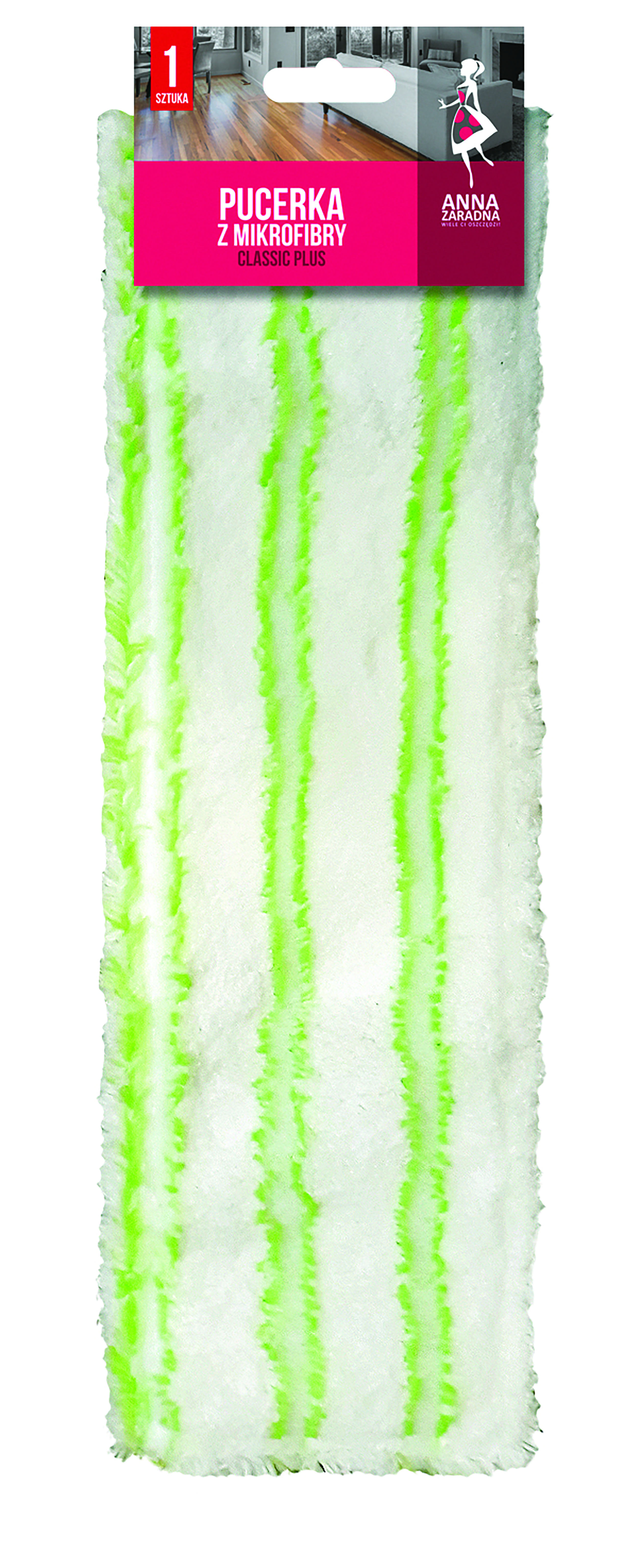 Pucerka z mikrofibry, Anna Zaradna, classic plus, zestaw 1 sztuk., biały w zielone paski | eazbiuro.pl | Kup bez ryzyka!