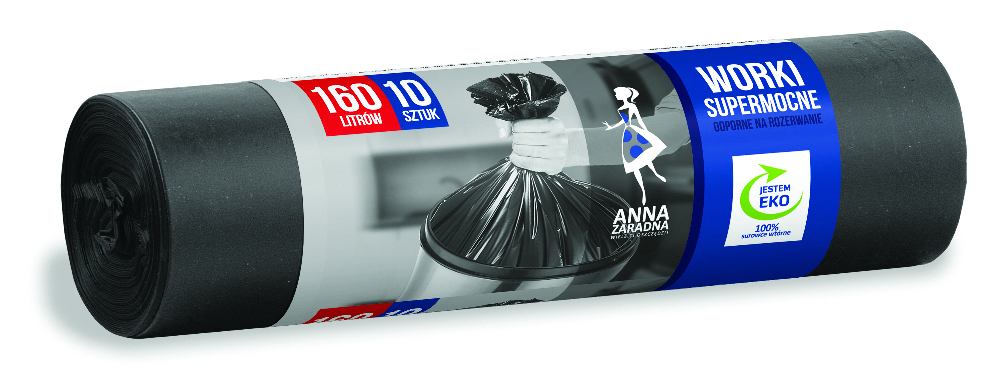 Worki na śmieci Anna Zaradna, supermocne, 160 l 10 szt., czarny Worki na śmieci Anna Zaradna, supermocne, 160 l 10 szt., czarny