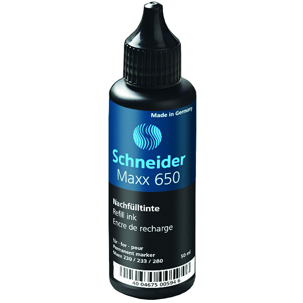 Tusz uzupełniający Schneider maxx 650, 50 ml, czarny Tusz uzupełniający Schneider maxx 650, 50 ml, czarny
