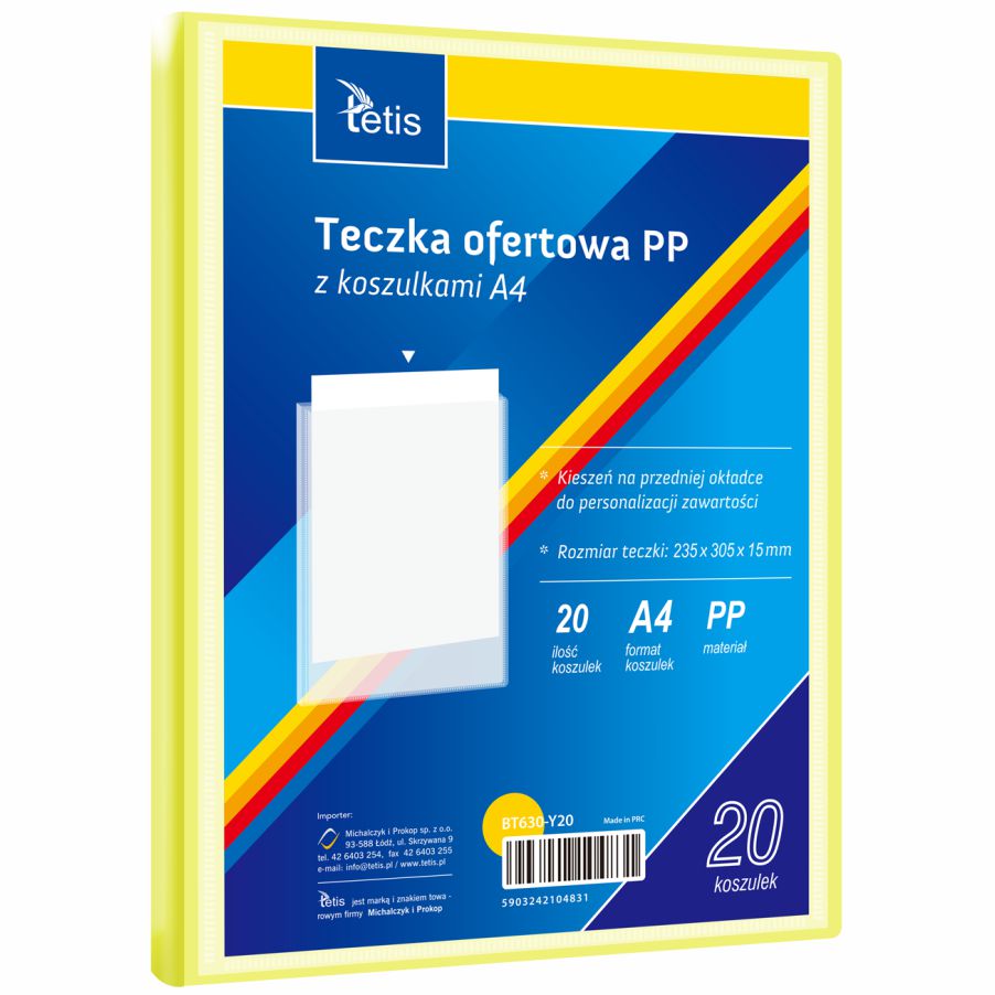 Teczka ofertowa A4 Tetis 15mm żółta