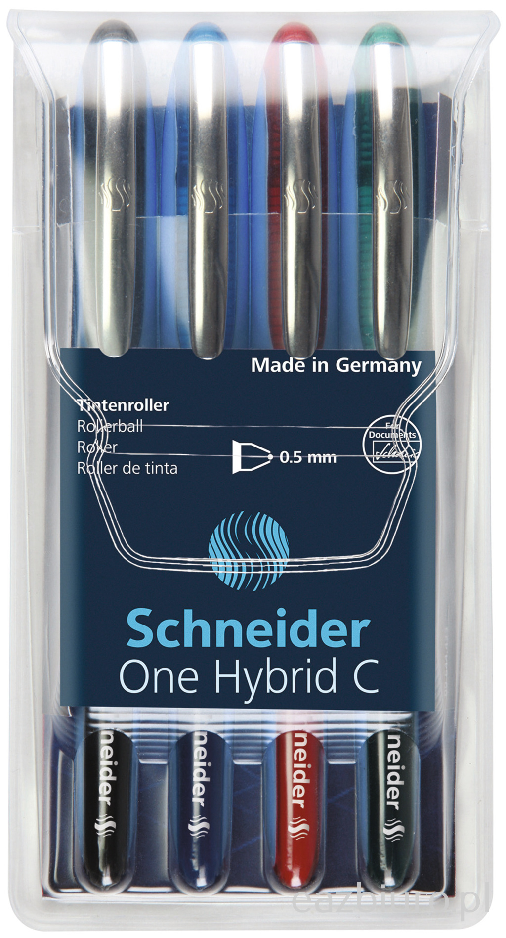 Pióro kulkowe Schneider one hybrid c 0,5 mm, w etui 4 szt., miks kolorów