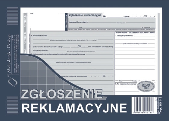 Druk zgłoszenie reklamacyjne A5 M&P | eazbiuro.pl | Zyskaj więcej!