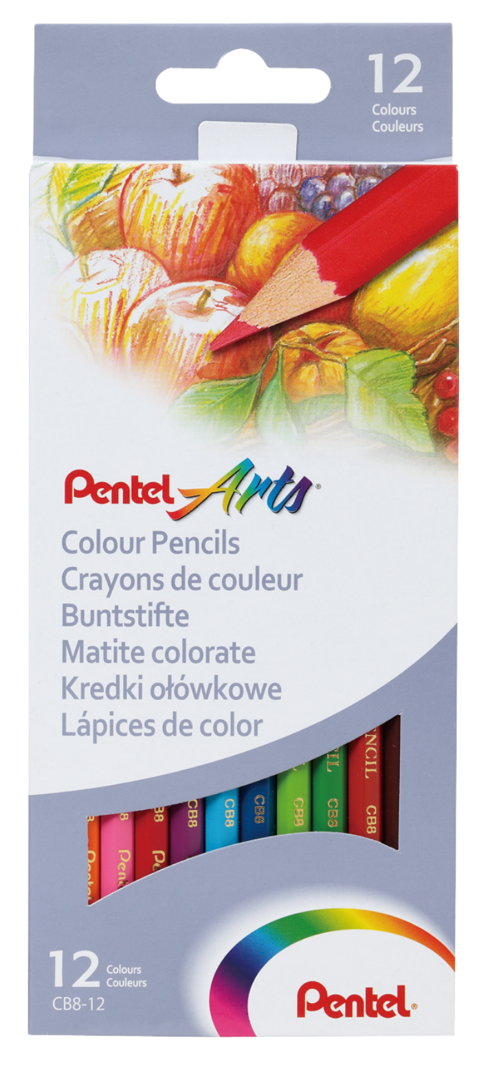Kredki ołówkowe 12 kolorów Pentel cb8 | eazbiuro.pl | Kup online!