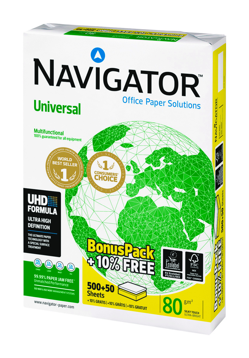Papier ksero NAVIGATOR UNIVERSAL FSC, A4, klasa A, 80 gsm, 550 ark