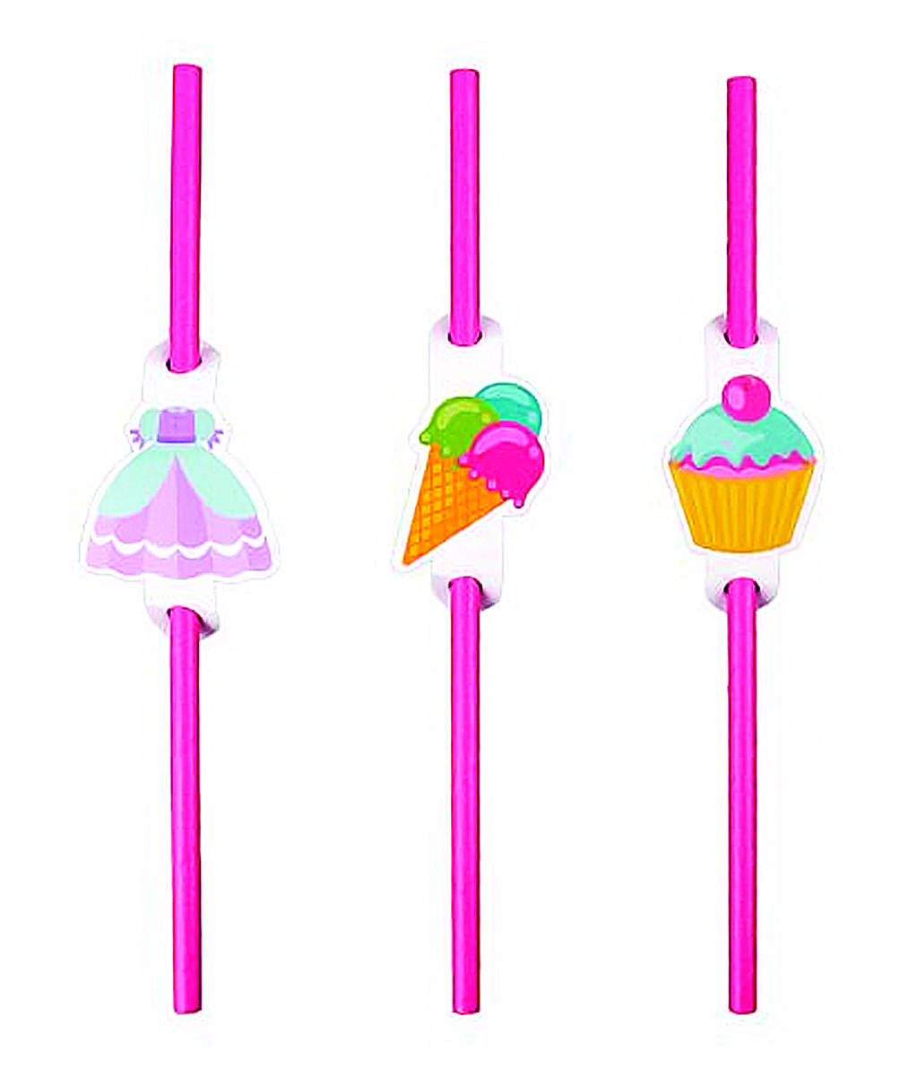 Słomki PARTY GO, 20cm, 6 szt., różowe