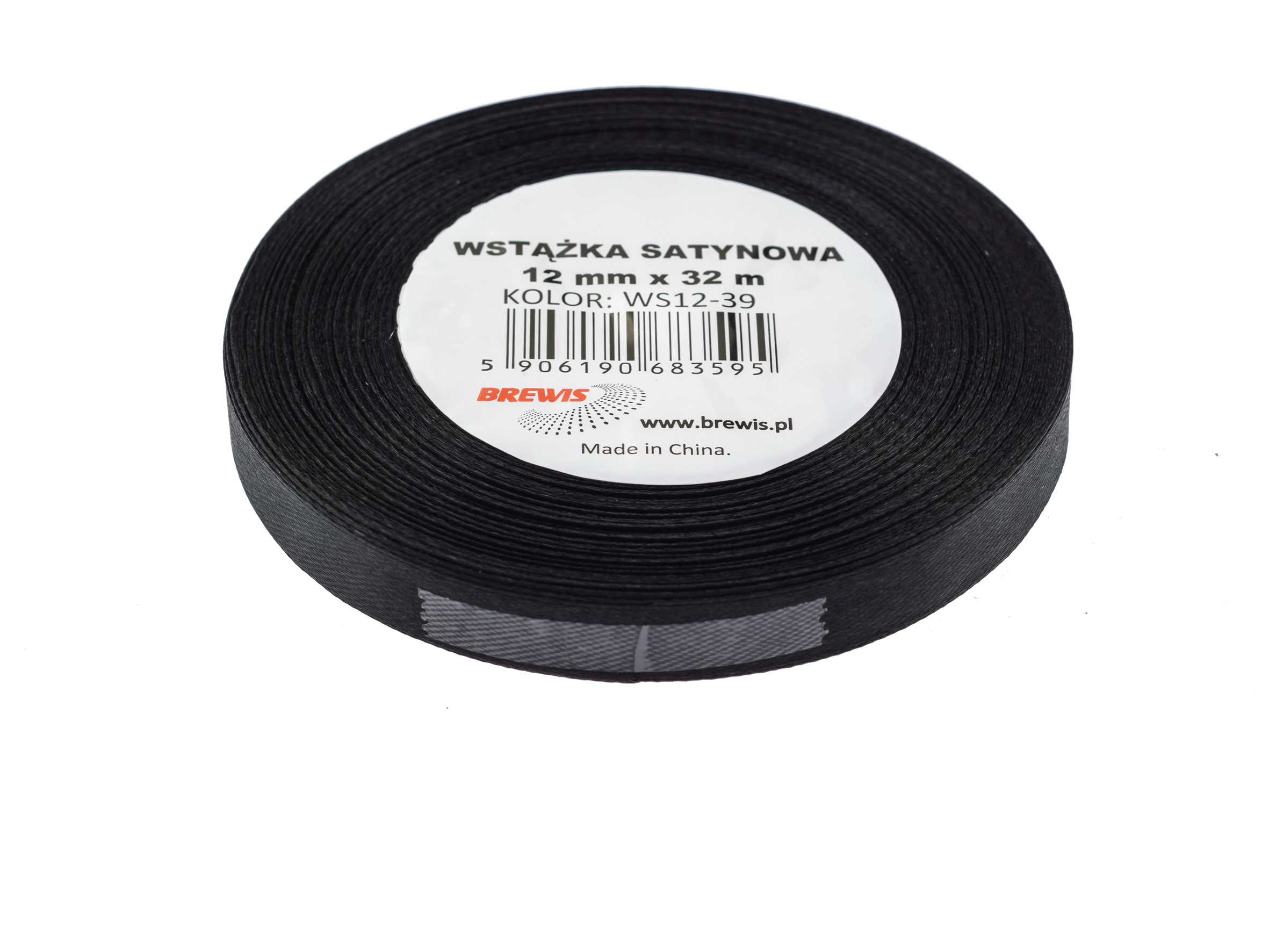 Wstążka Brewis satynowa 12 mm 32 m czarny | eazbiuro.pl | Kliknij i kup!