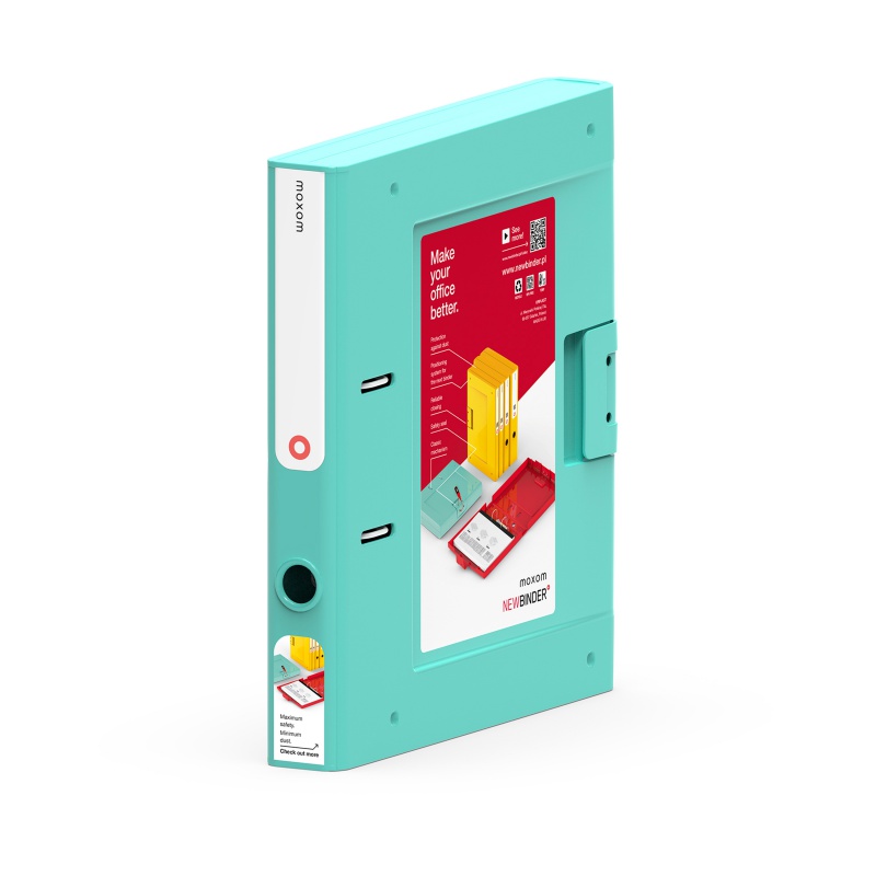 Segregator new binder Moxom, Plastikowy, A4 50 mm, turkusowy | eazbiuro.pl | Wybierz mądrze!