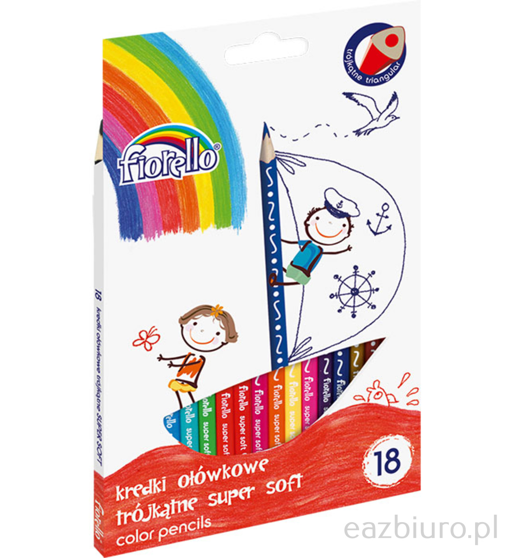Kredki Fiorello super soft 18 kolorów ostrzone trójkątna | eazbiuro.pl | Odbierz szybko!