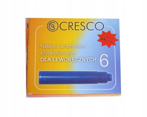 Naboje do piór dla leworęcznych niebieskie zestaw 6 sztuk | eazbiuro.pl | Kliknij i kup!