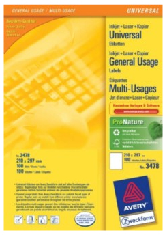 Etykiety Avery Zweckform 210x297 mm trwałe, zestaw 100 arkuszy | eazbiuro.pl | Nie czekaj!