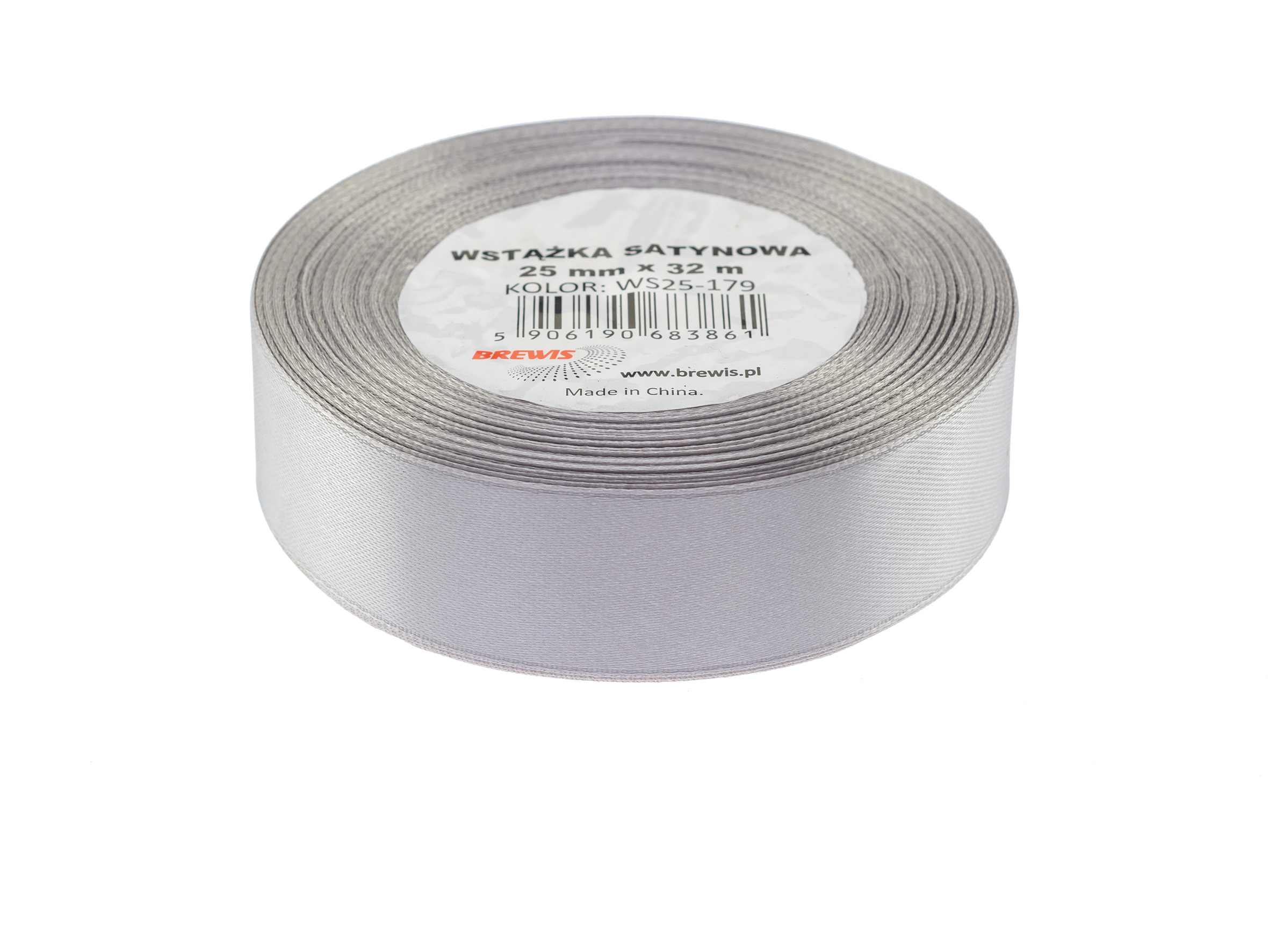 Wstążka Brewis satynowa 25 mm 32 m popielaty | eazbiuro.pl | Weź zanim zniknie!