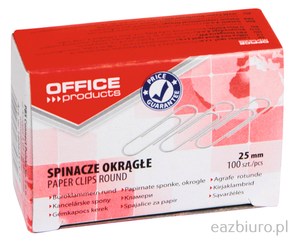 Spinacze 25 mm okrągłe Office Products | eazbiuro.pl | Zamów bez zwłoki!