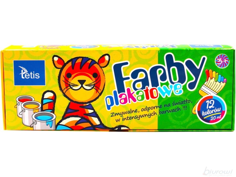 Farby plakatowe Tetis 12x20 ml Farby plakatowe Tetis 12x20 ml