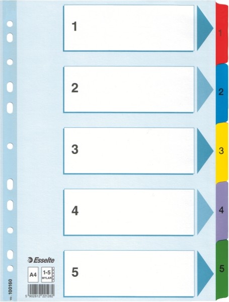 Przekładki Esselte mylar z kartonu, A4 kolor wielobarwny | eazbiuro.pl | Wybierz najlepsze!