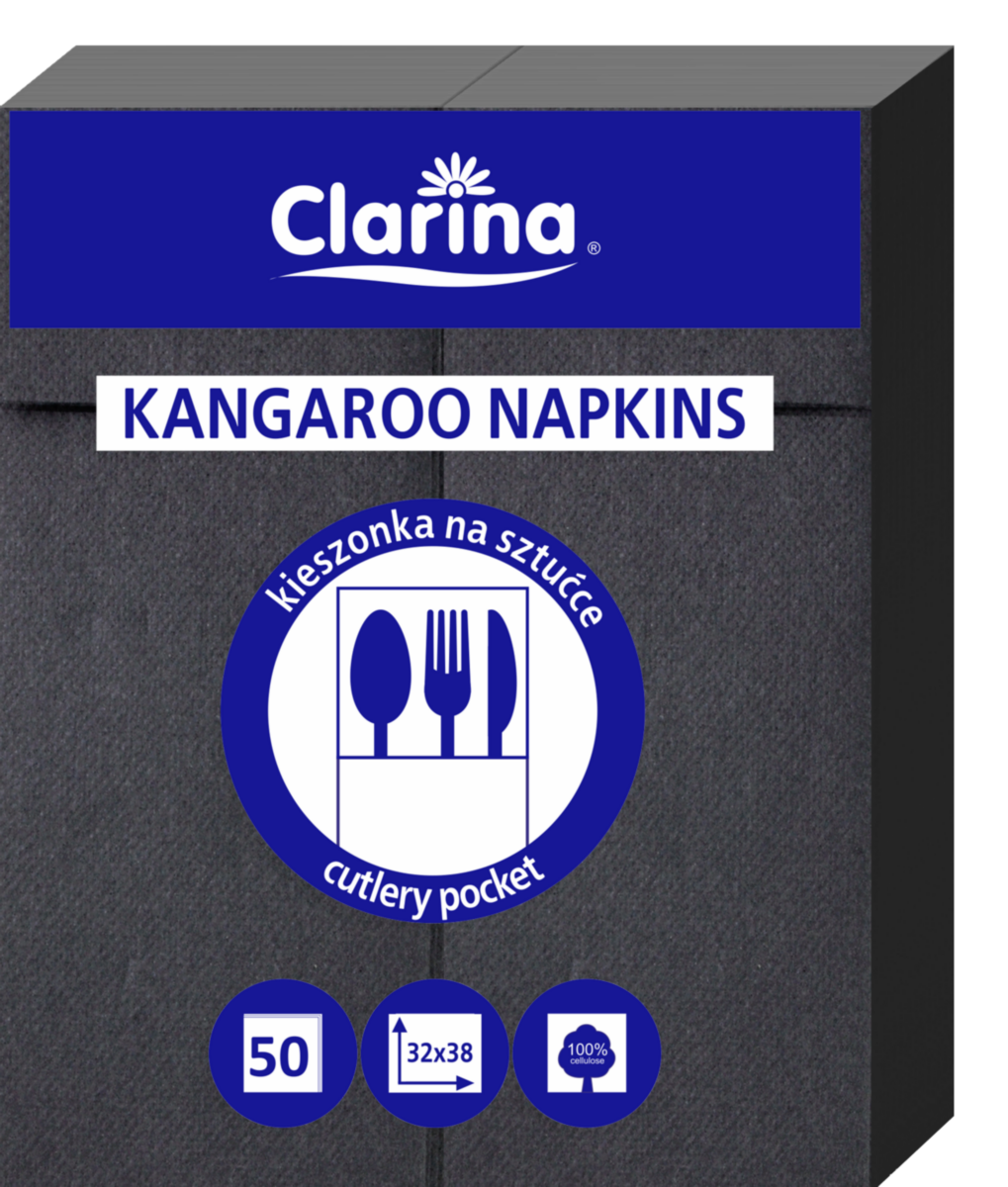 Serwetki kangurki z kieszonką na sztućce Clarina 2-warstwowe 32x38 50 szt.