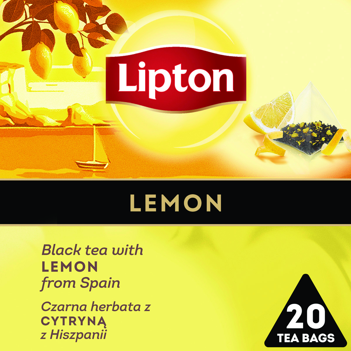 Herbata czarna Lipton Discovery Collection piramidki z cytryną 20 torebek