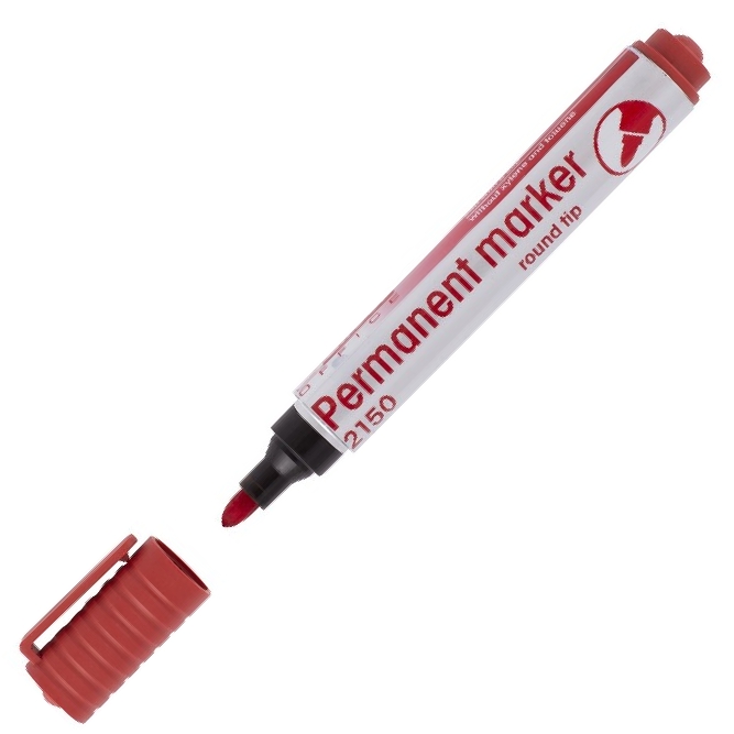 Marker eko niezmywalny 2150 czerwony okrągły drect | eazbiuro.pl | Kup online!