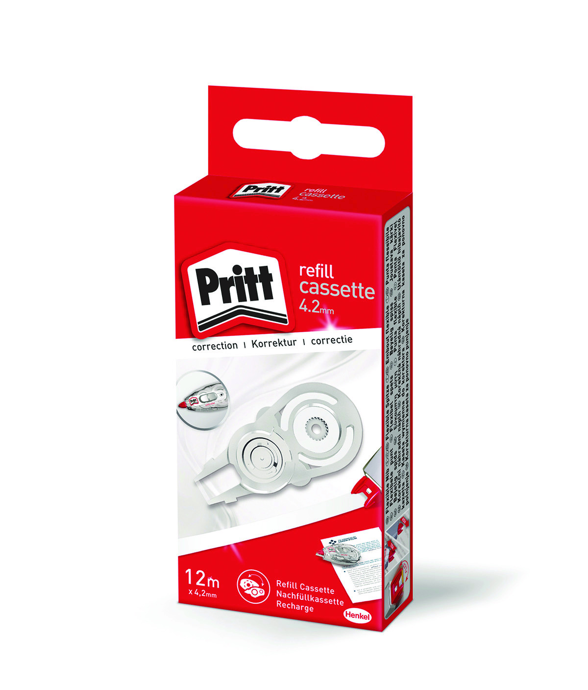 Kaseta wymienna do korektora w taśmie pritt refill cassette, 4,2mm x 12m, pudełko, zawieszka