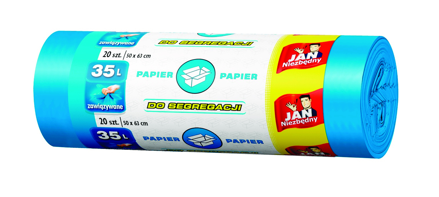 Worki na śmieci - papier, easy-pack niebieskie Jan Niezbędny 35l 20 szt. Worki na śmieci - papier, easy-pack niebieskie Jan Niezbędny 35l 20 szt.