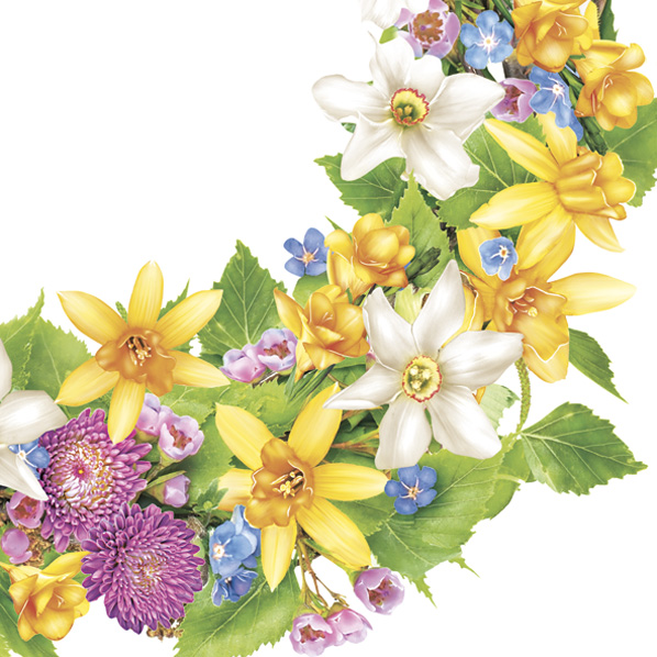 Serwetki Papierowe Photo Spring Wreath 33 x 33 cm Daisy Lunch napkins