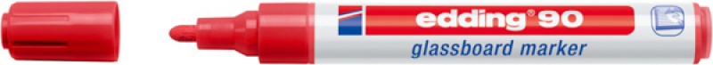 Marker do tablic szklanych e-90 EDDING, 2-3 mm, czerwony