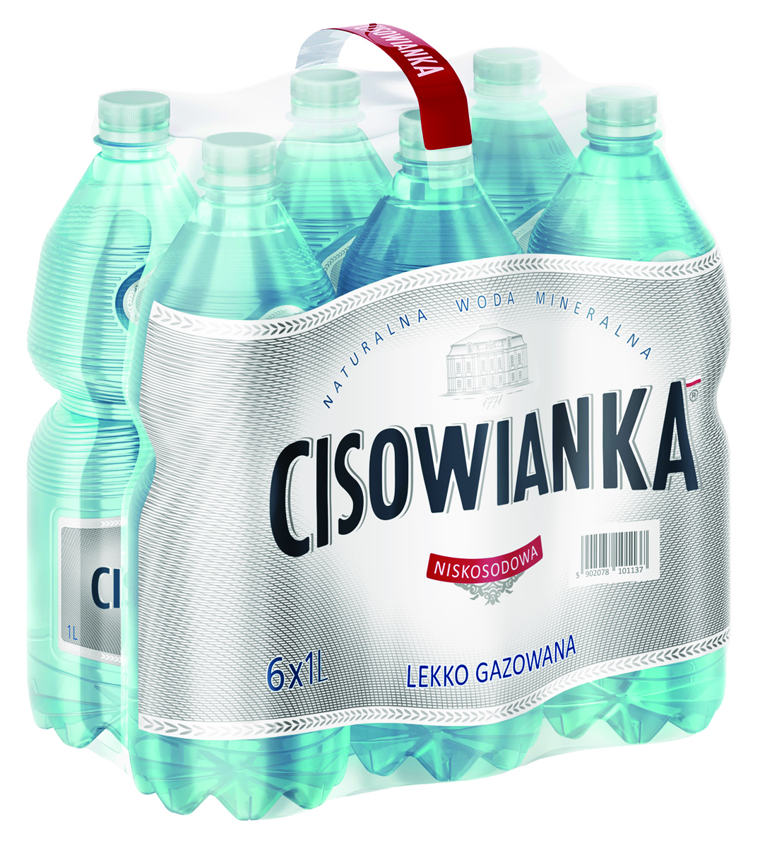 Woda CISOWIANKA, lekko gazowana, butelka plastikowa, 1l, kaucja