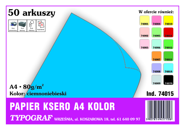 Papier ksero A4 ciemnoniebieski 80g/50ark