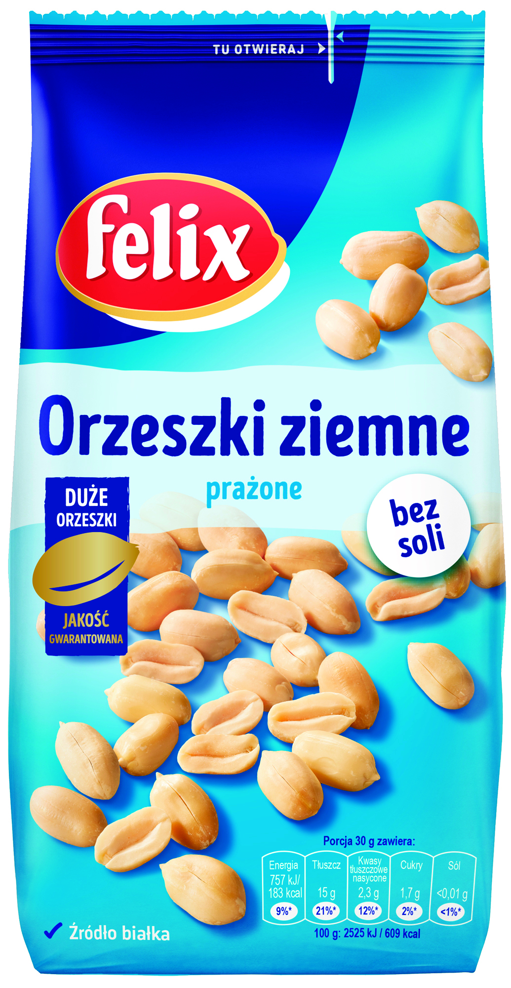 Orzeszki ziemne prażone FELIX, bez soli, 380g