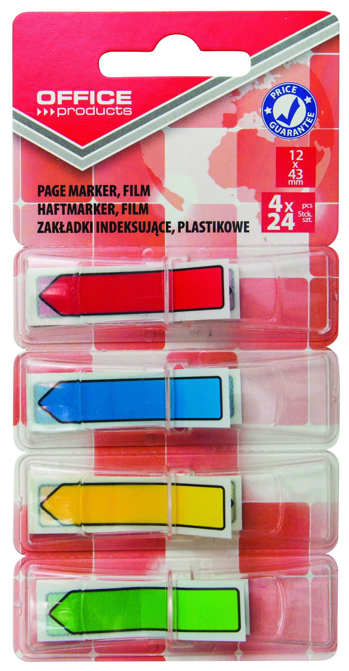Zakładki indeksujące Office Products, pp, strzałka, 12x43mm, 4x24 kart., blister, mix kolorów Zakładki indeksujące Office Products, pp, strzałka, 12x43mm, 4x24 kart., blister, mix kolorów