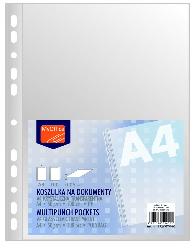 Koszulki A4 krystalicze zestaw 100 sztuk | eazbiuro.pl | Kup z rabatem!