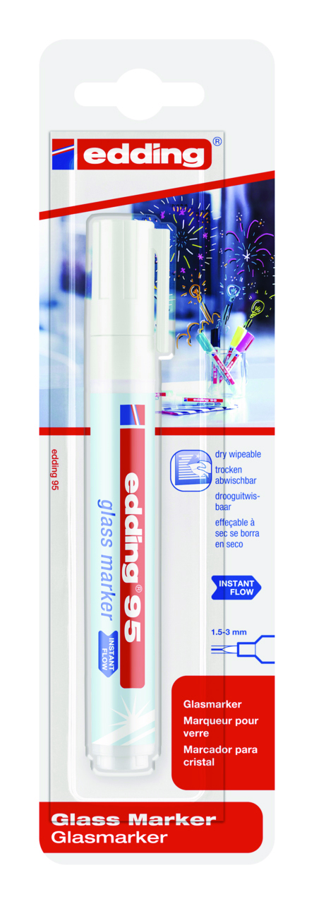 Marker do powierzchni szklanych e-95 Edding, 1,5-3mm, blister, biały