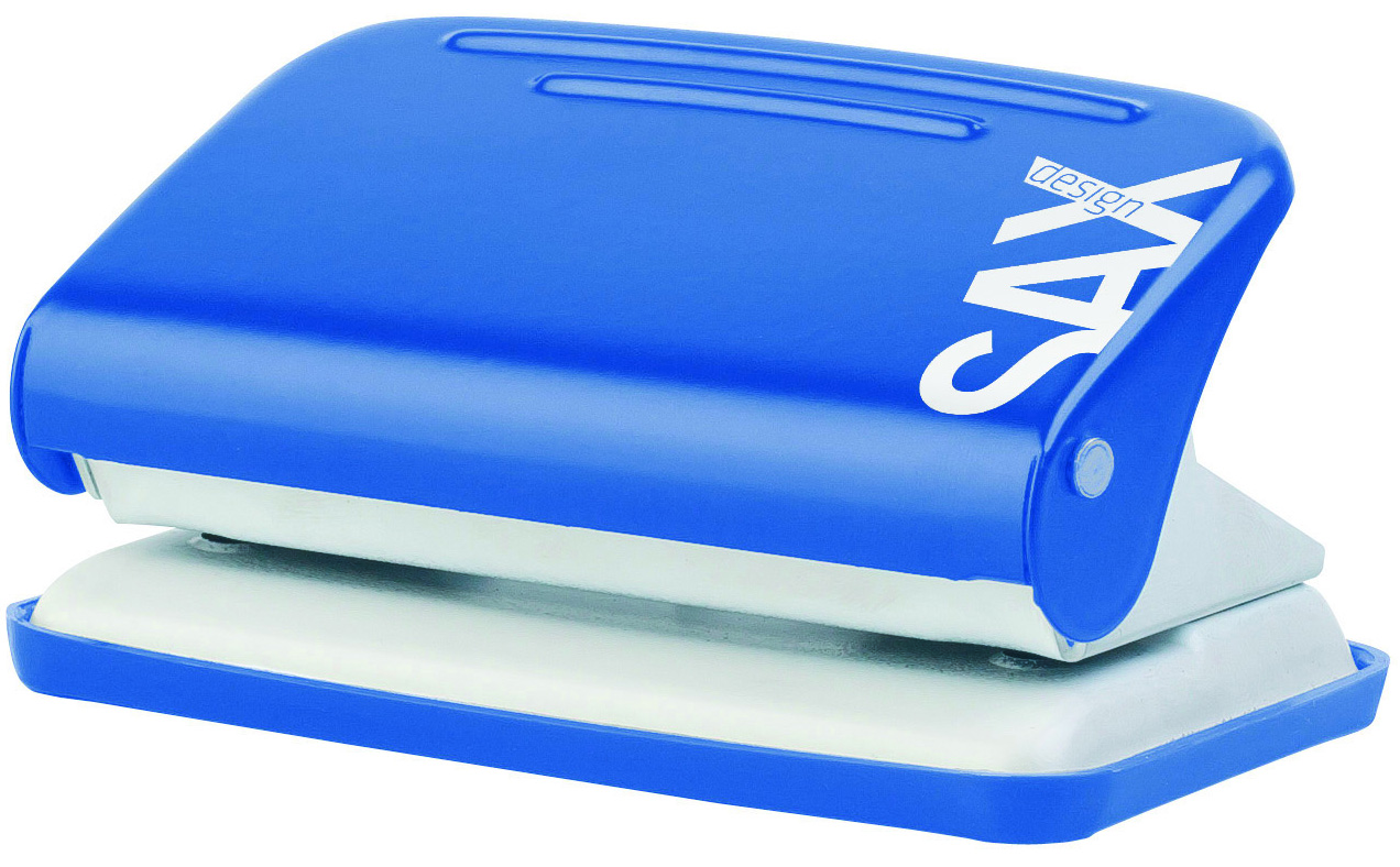 Dziurkacz Saxdesign 218 paperbox, dziurkuje do 12 kartek, niebieski | eazbiuro.pl | Działaj śmiało!