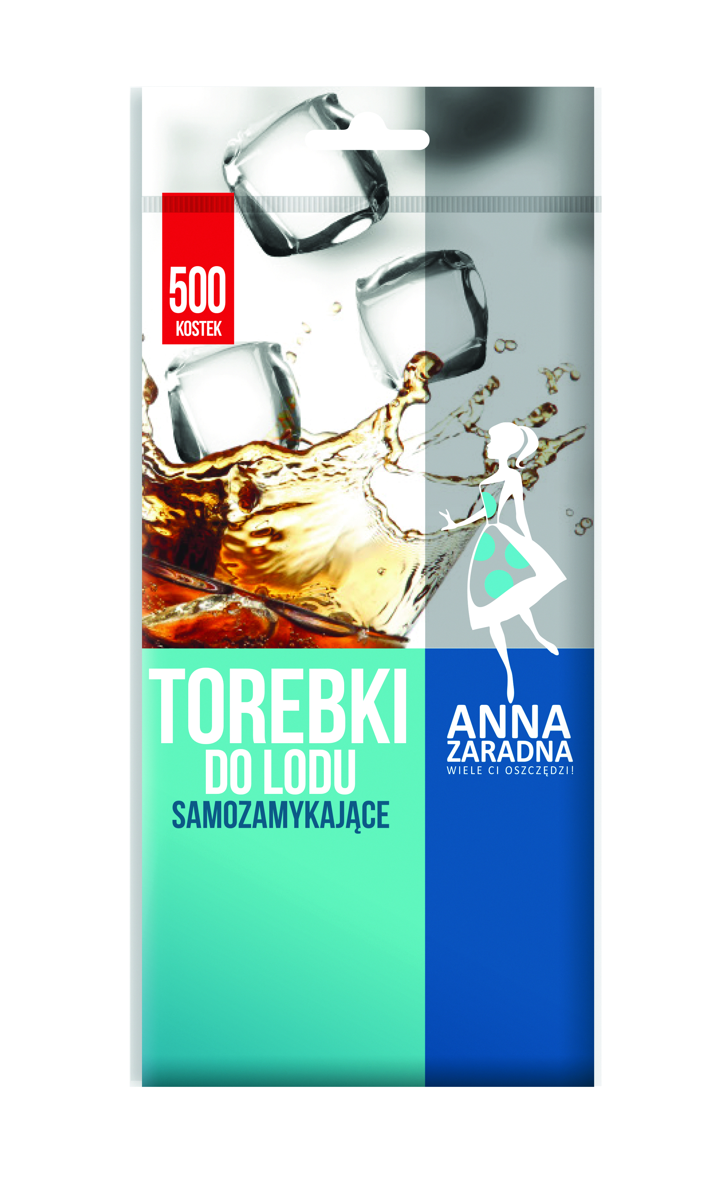 Torebki do lodu samozamykające Anna Zaradna, 500 kulek, bezbarwny