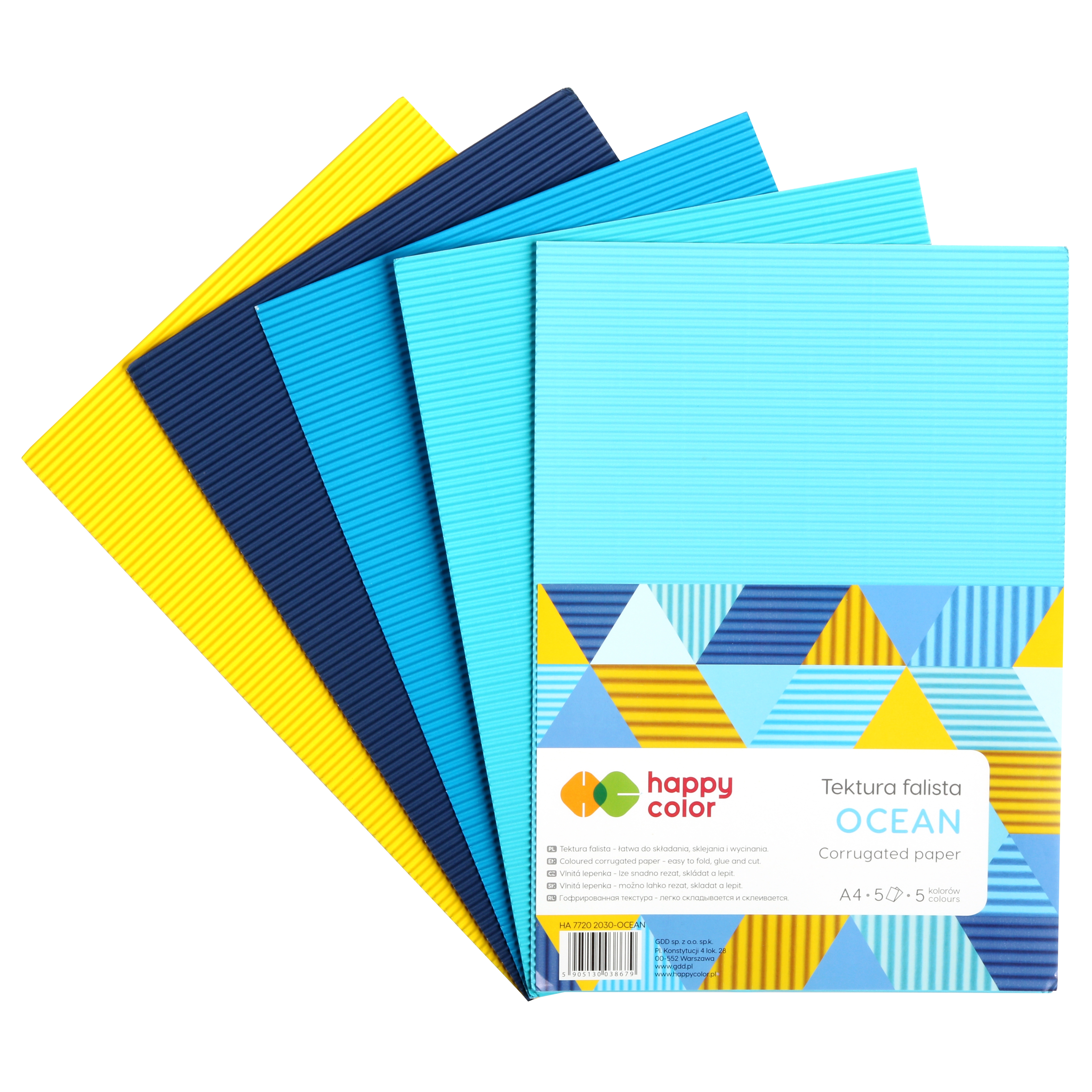 Tektura falista Ocean Happy Color A4 5 szt.