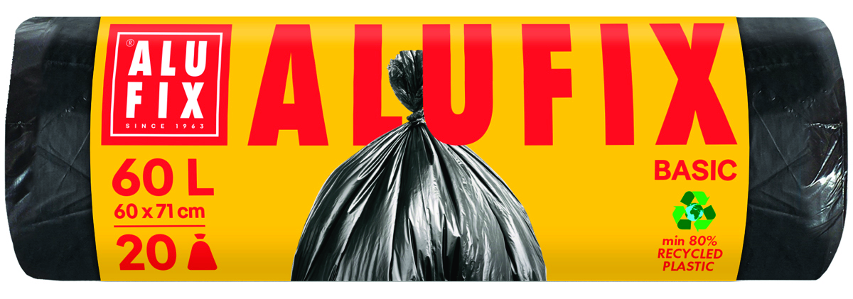 Worki na śmieci ALUFIX Economy, HDPE, 60l, 20 szt., czarna Worki na śmieci ALUFIX Economy, HDPE, 60l, 20 szt., czarna