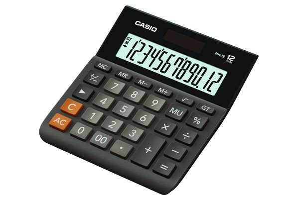 Kalkulator biurowy, Casio mh-12bk-s,12-cyfrowy, 127x136,5mm, czarny