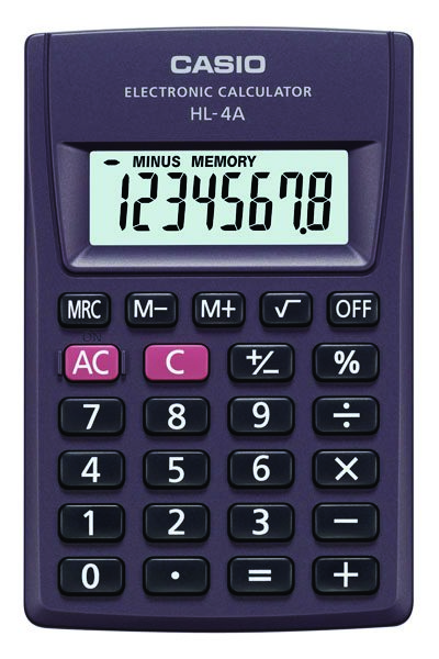 Kalkulator kieszonkowy Casio hl-4a-b, 8-cyfrowy, 56x87mm, czarny