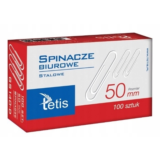 Spinacze biurowe okrągłe Tetis 50mm 100 szt.