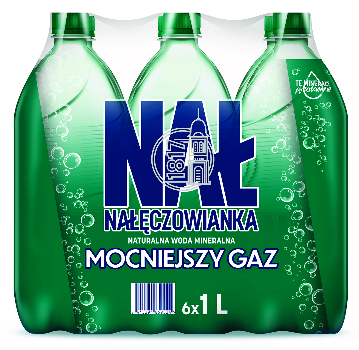Woda mineralna NAŁĘCZOWIANKA, mocny gaz, 1l, kaucja