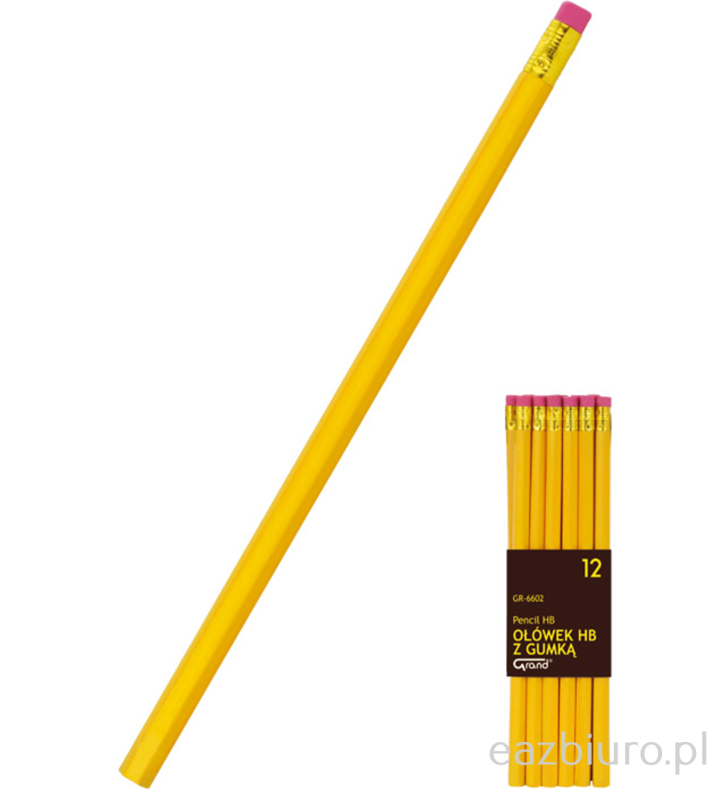 Ołówek z gumką hb do biura do biura | eazbiuro.pl | Zamów taniej!