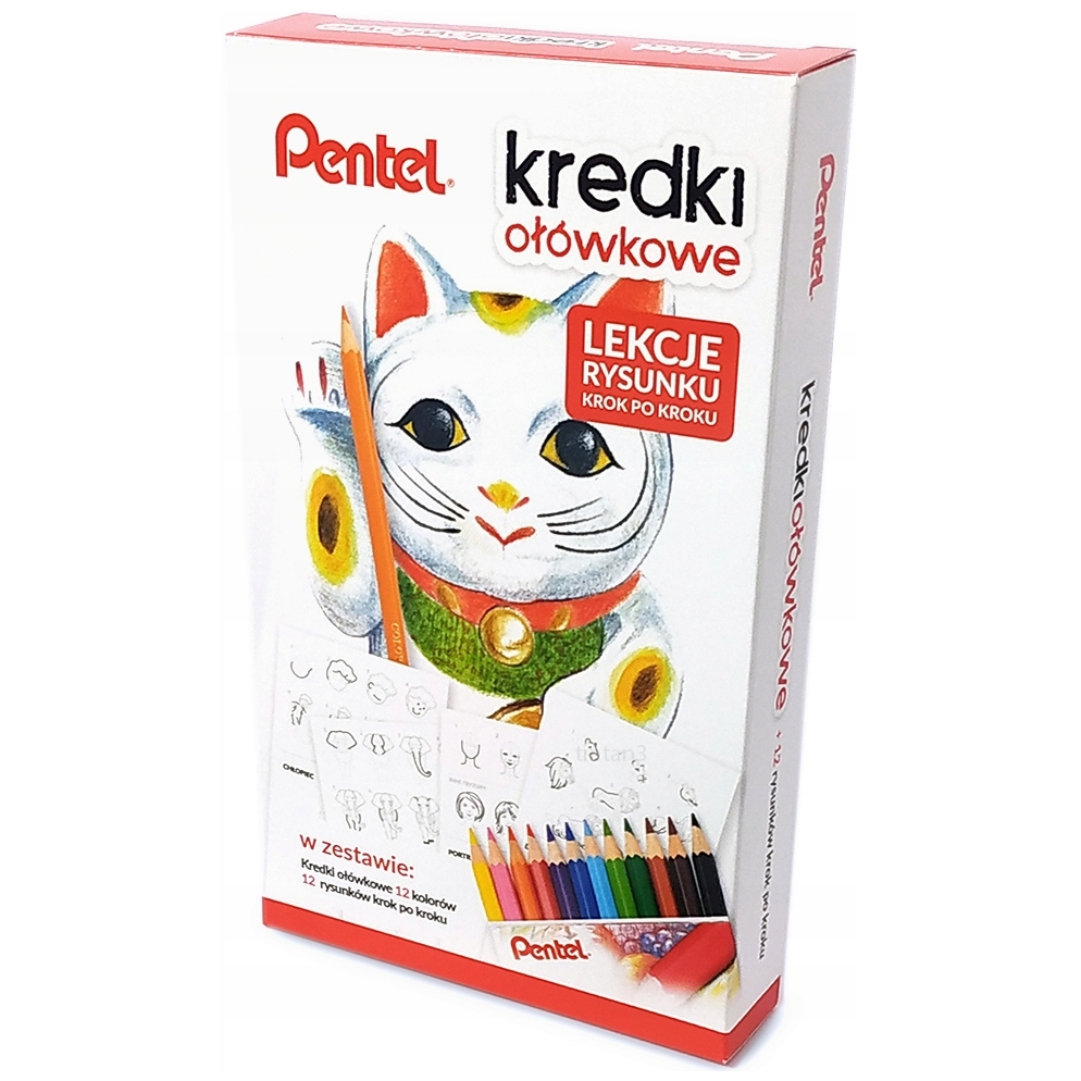 Kredki ołówkowe + lekcje rysunku zestaw Pentel