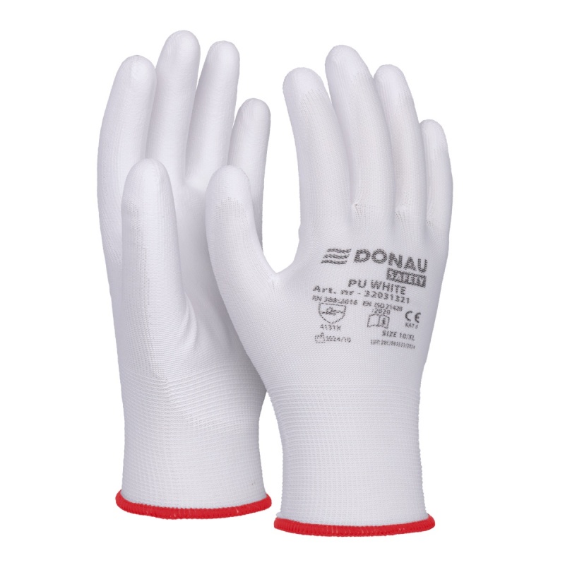 Rękawice Donau Safety powlekane białym poliuretanem rozmiar 6 Rękawice Donau Safety powlekane białym poliuretanem rozmiar 6