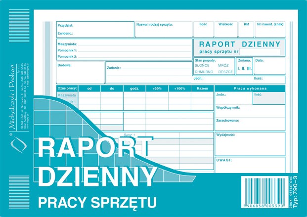 Druk raport dzienny pracy sprzętu A5 | eazbiuro.pl | Zamów natychmiast!