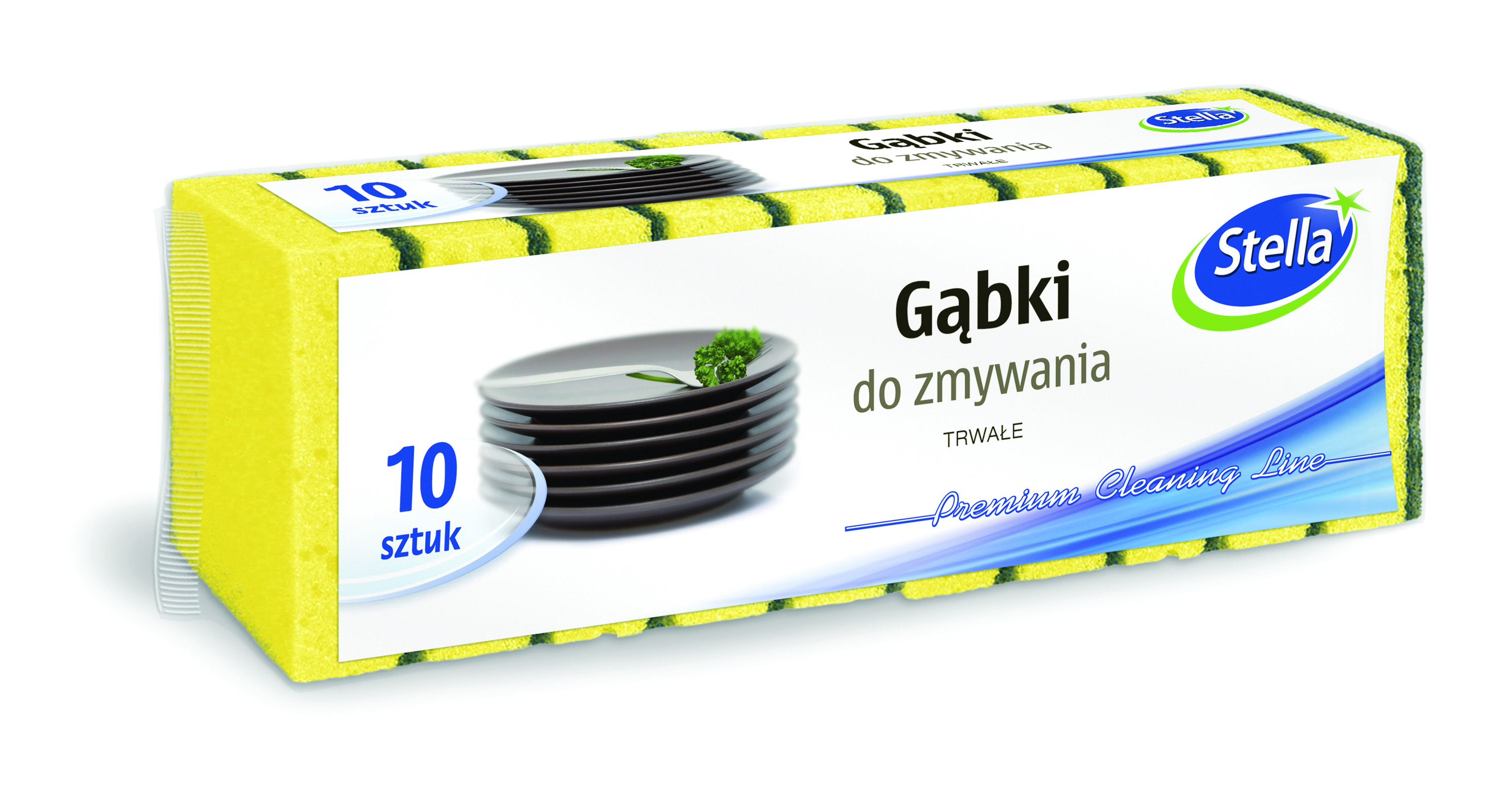 Gąbki do zmywania Stella, zestaw 10 sztuk., pianka mix kolorów, czarna fibra | eazbiuro.pl | Postaw na jakość!