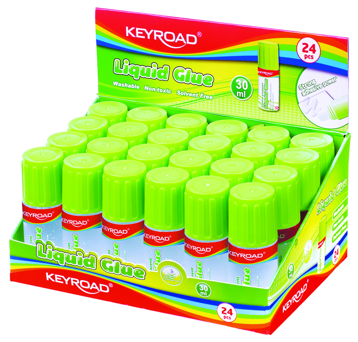 Klej w płynie Keyroad, z gąbczastą końcówką, 30ml, pakowane na displayu Klej w płynie Keyroad, z gąbczastą końcówką, 30ml, pakowane na displayu